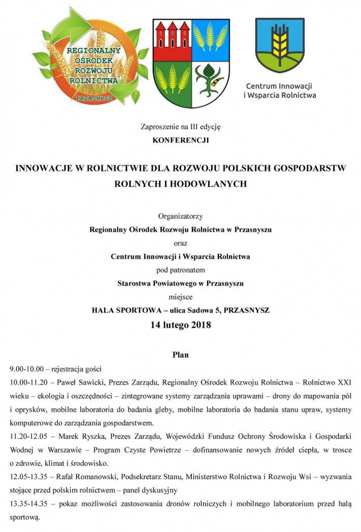 Konferencja dla rolników - zaproszenie