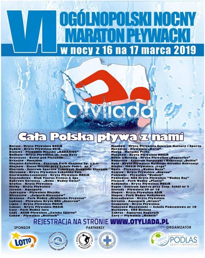 VI Ogólnopolski Maraton pływacki Otyliada 2019 - zaproszenie