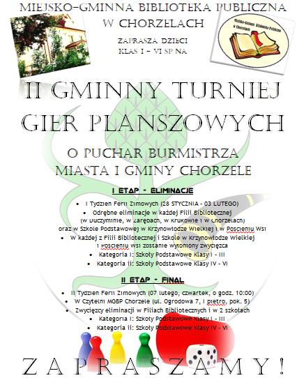 II Gminny Turniej Gier Planszowych w Chorzelach - zaproszenie
