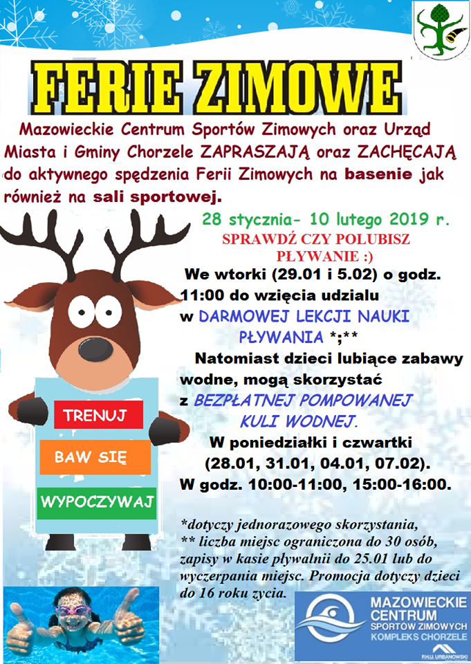 Ferie Zimowe na Basenie - zaproszenie