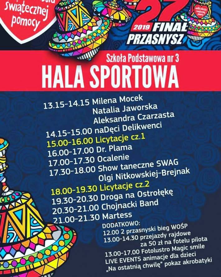 27. Finał Wielkiej Orkiestry Świątecznej Pomocy - program