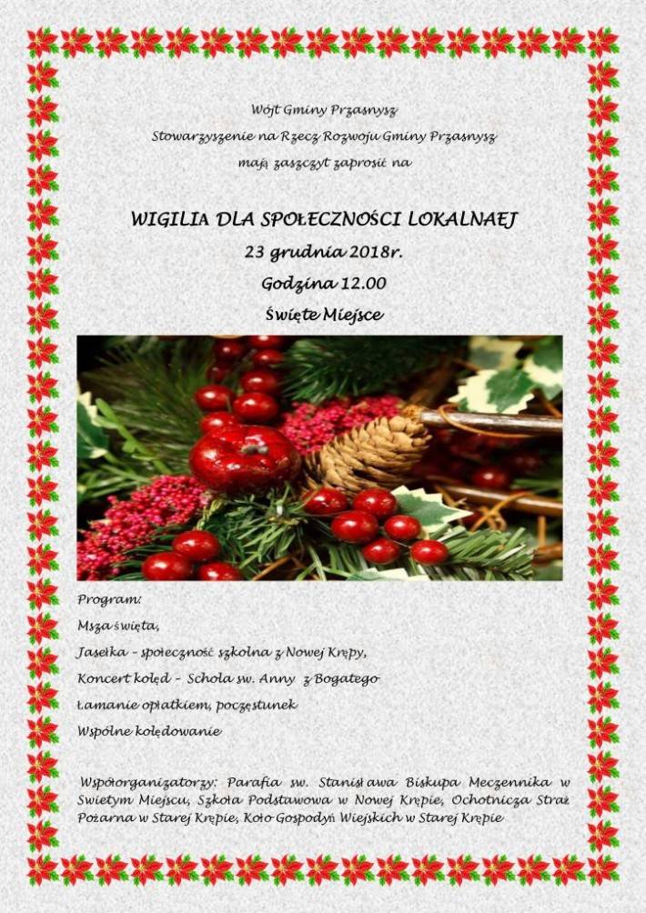 Zaproszenie na wigilię gminną