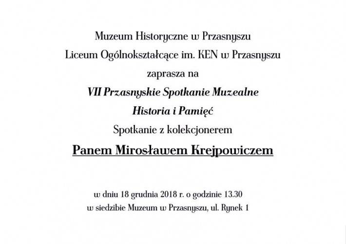 VII Przasnyskie Spotkanie Muzealne - Historia i Pamięć - zaproszenie