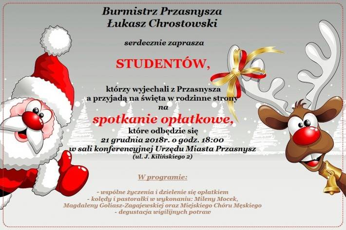 Spotkanie opłatkowe Studentów - zaproszenie