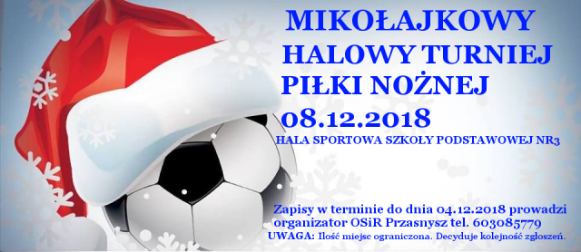 Zaproszenie na Mikołajkowy turniej piłki nożnej