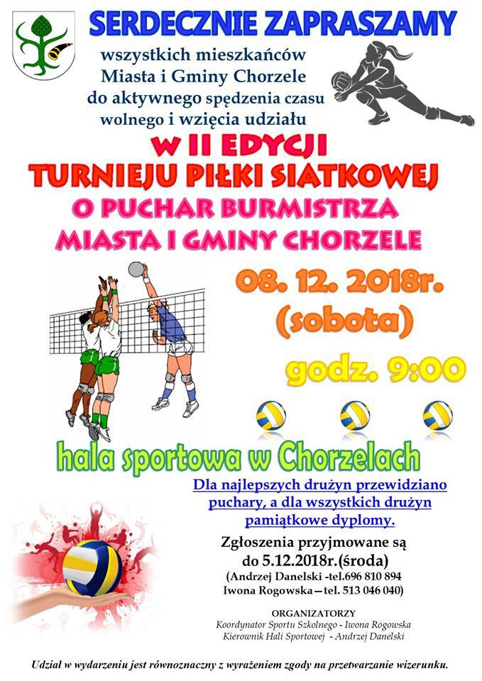 Turnieju Piłki Siatkowej o Puchar Burmistrza Miasta i Gminy Chorzele - zaproszenie