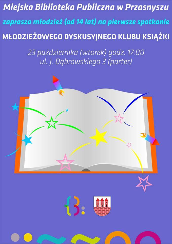 Pierwsze spotkanie Młodzieżowego Dyskusyjnego Klubu Książki - zaproszenie
