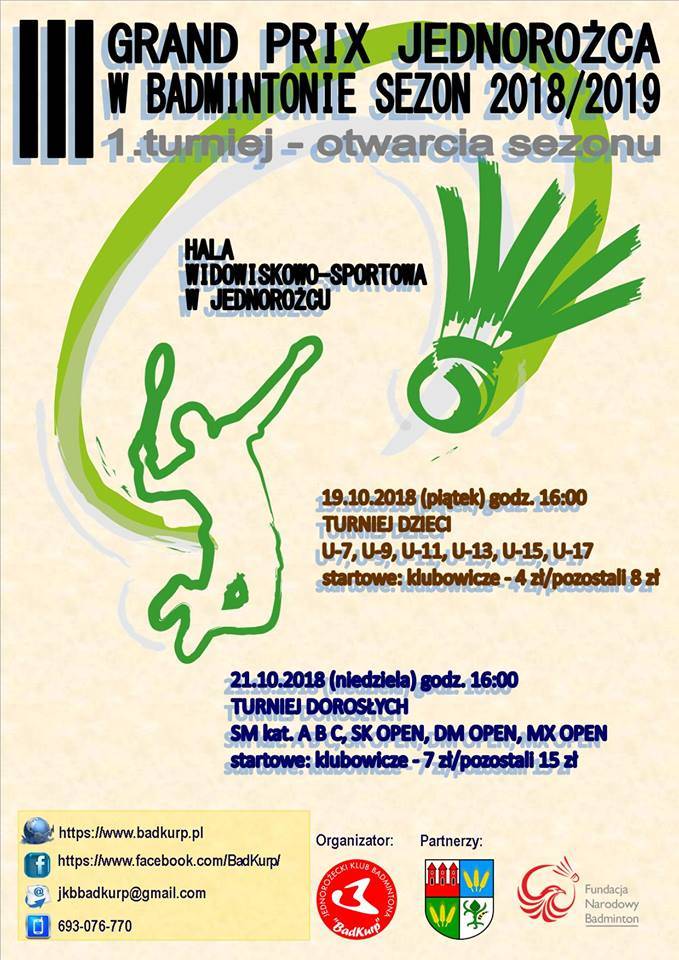 III sezon Grand Prix Jednorożca w Badmintonie - zaproszenie