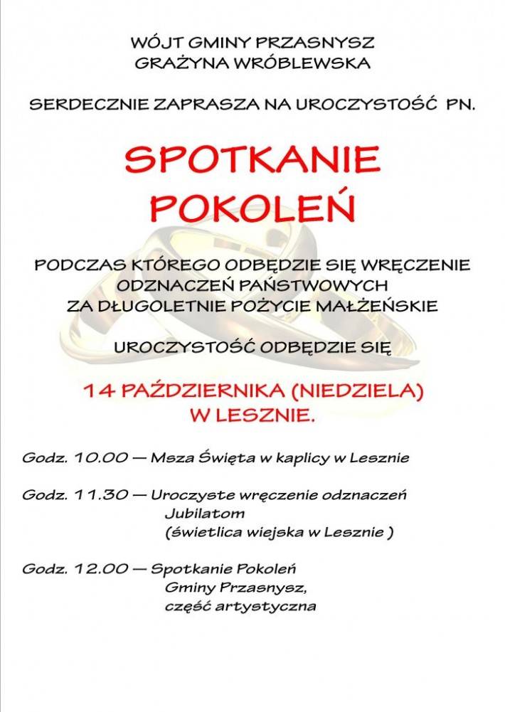Spotkanie Pokoleń w Lesznie - zaproszenie