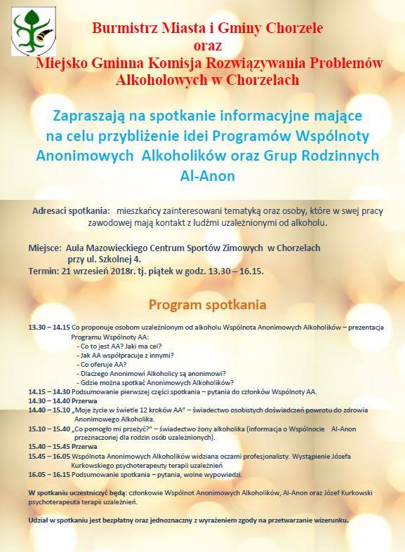 Spotkanie informacyjne w Chorzelach - zaproszenie