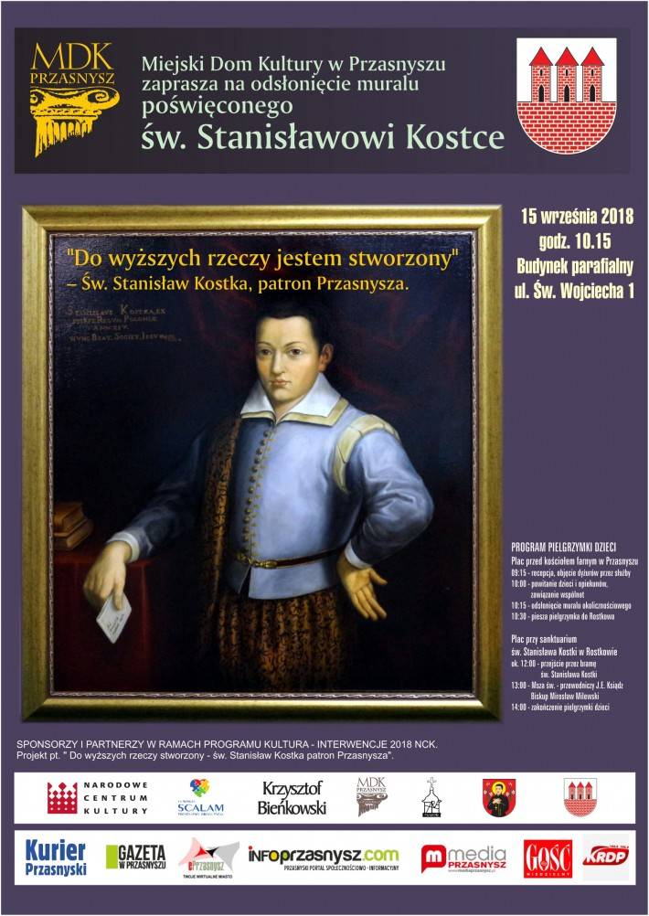 Zaproszenie na uroczyste odsłonięcie muralu św. Stanisława Kostki