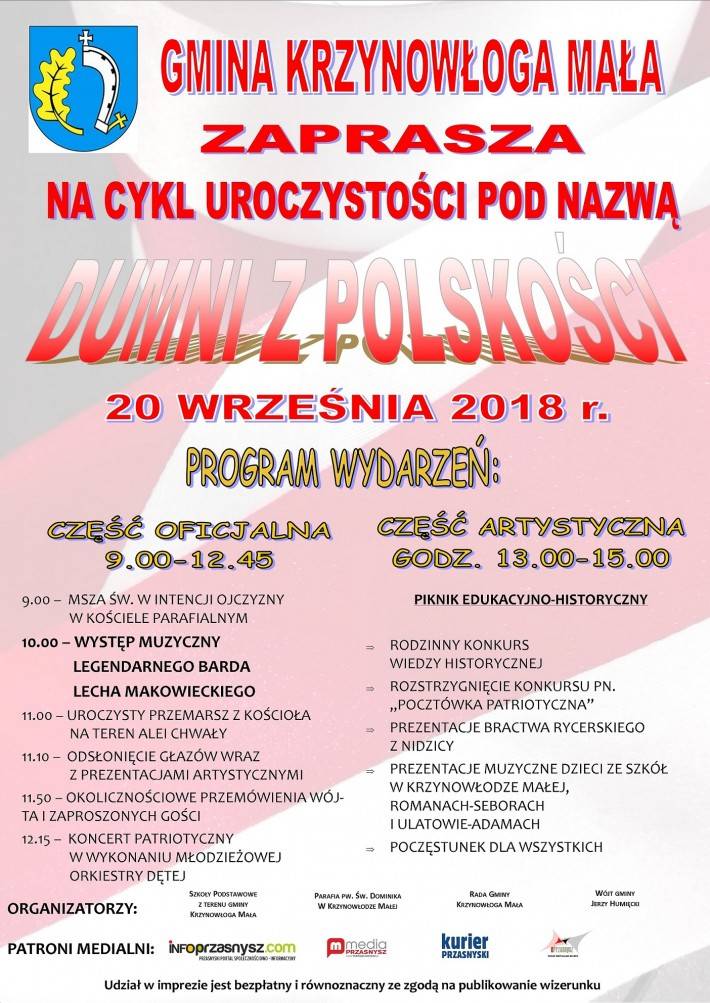 Dumni z Polskości w Krzynowłodze Małej - zaproszenie na uroczystości