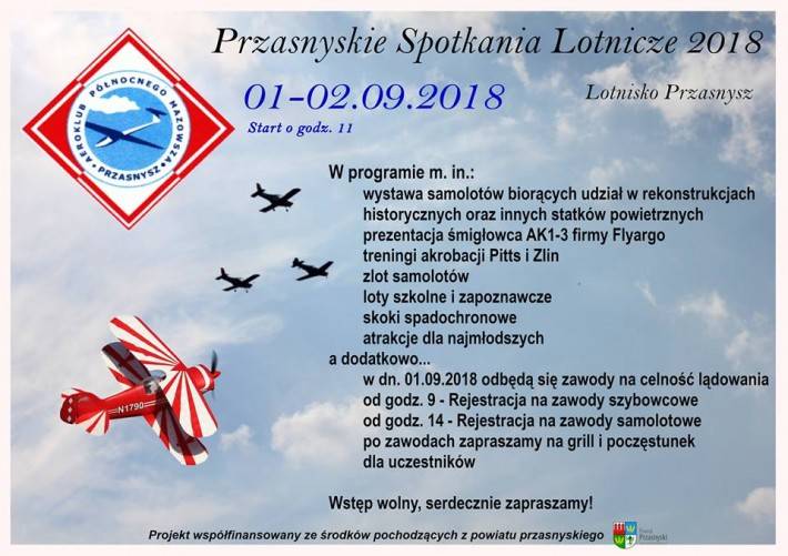 Przasnyskie spotkania lotnicze 2018 - zaproszenie