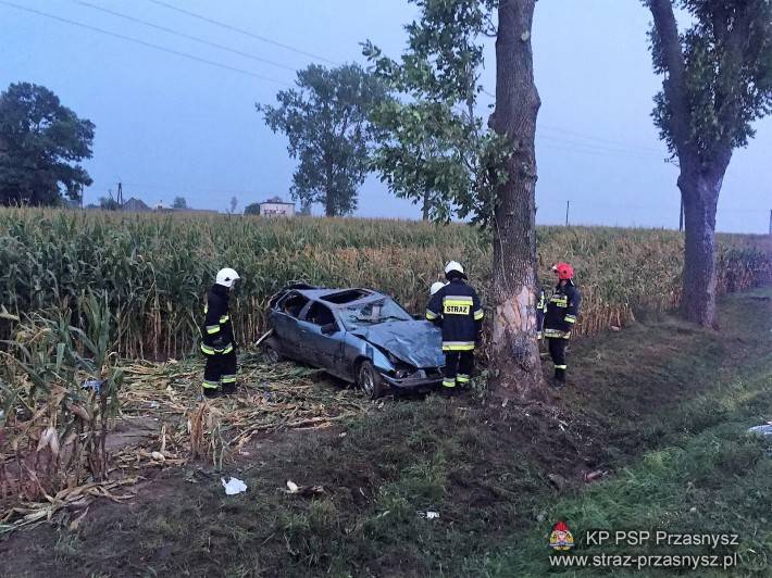Wypadek samochodu osobowego w miejscowości Mchówko