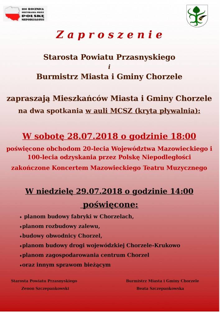 Chorzele: Zaproszenie na spotkanie