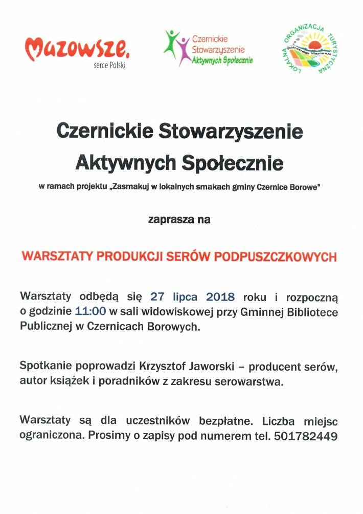 Warsztaty serowarskie - zaproszenie