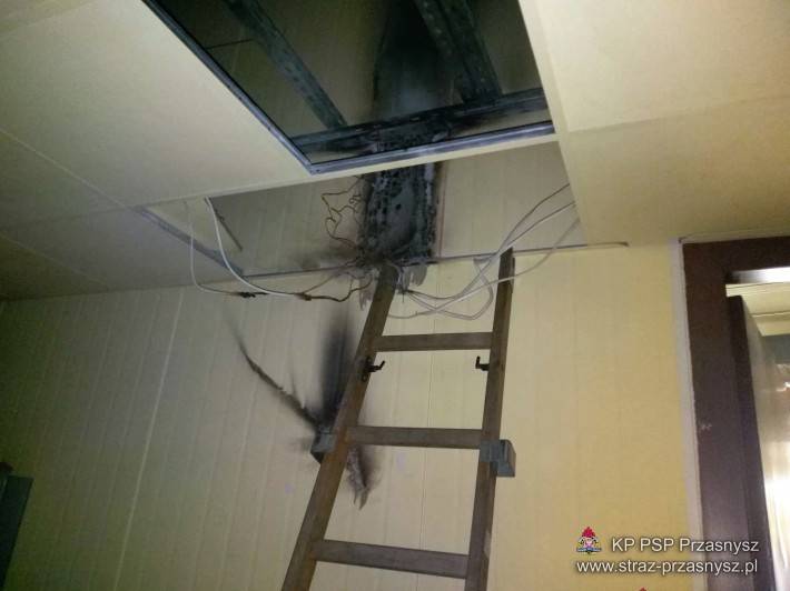 Pożar instalacji elektrycznej w sklepie „Stokrotka” w Przasnyszu
