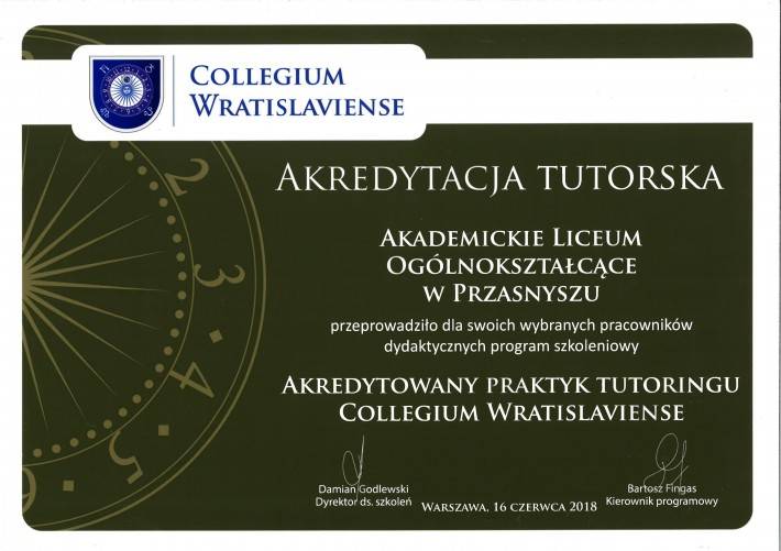 Akredytacja Tutorska dla Akademickiego Liceum Ogólnokształcącego 