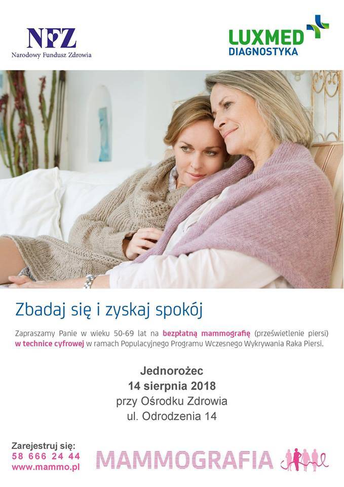 Bezpłatna mammografia w Jednorożcu