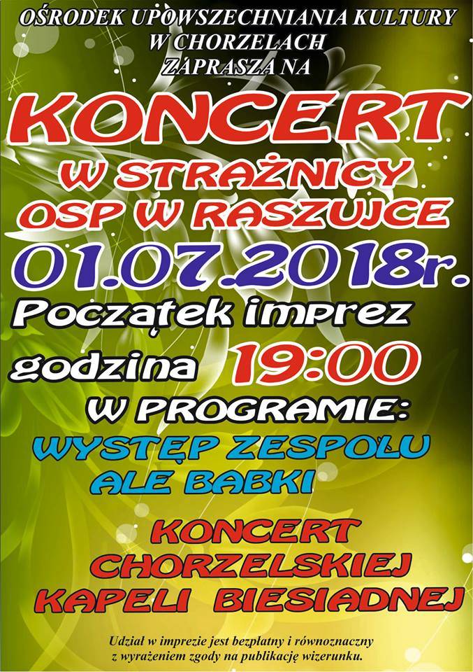 Chorzele: Koncert w Raszujce - zaproszenie