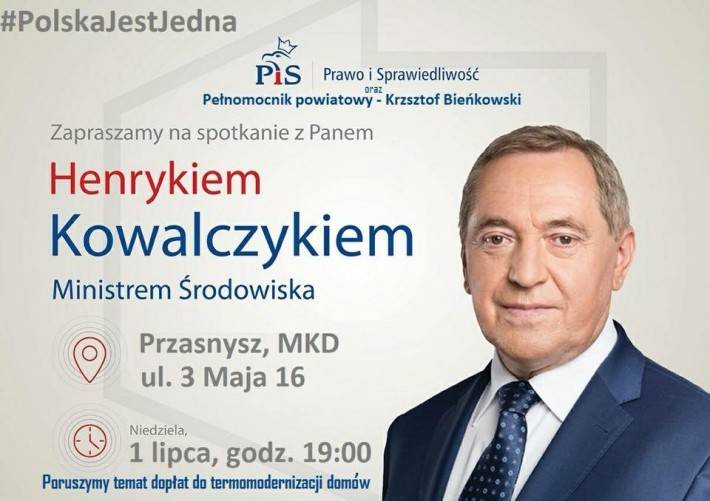 Spotkanie z Ministrem Środowiska - Henrykiem Kowalczykiem - zaproszenie