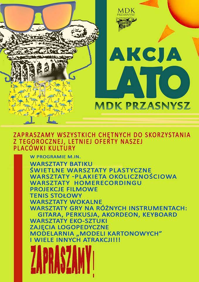 Wakacje w MDK Przasnysz - zaproszenie