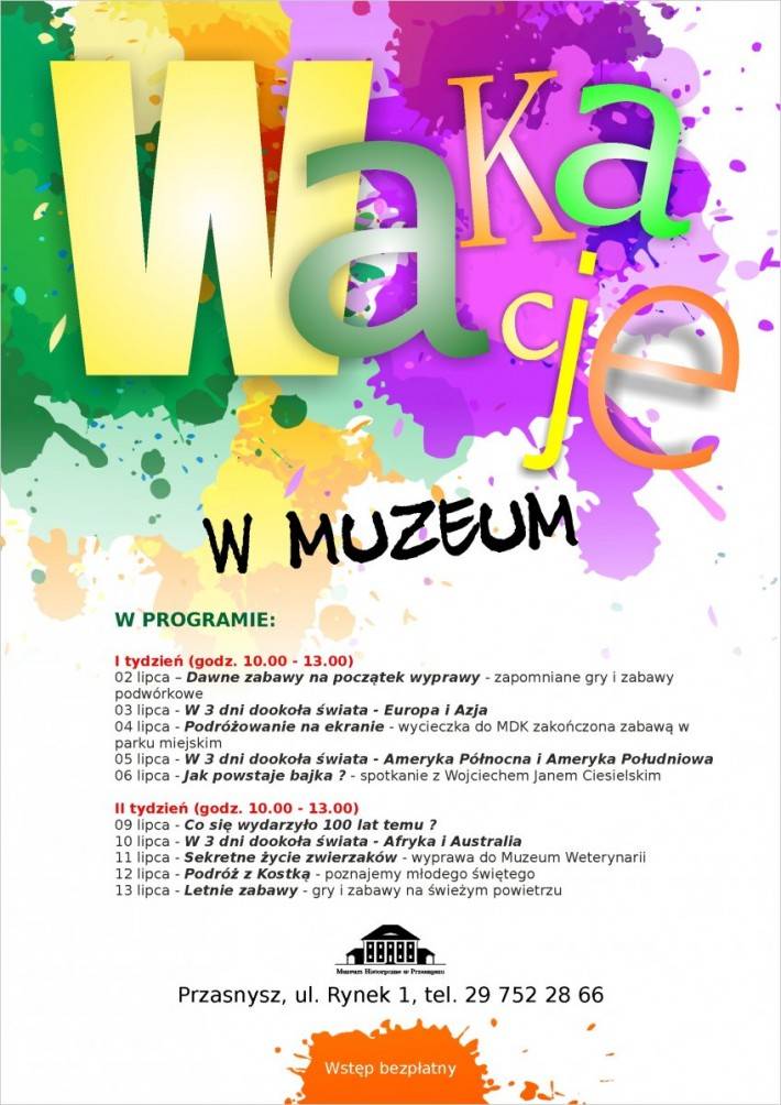 Wakacyjne zajęcia w muzeum - zaproszenie