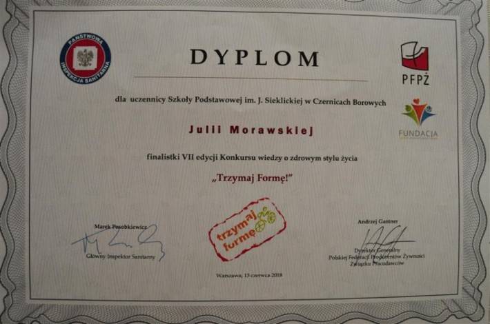 Julia Morawska finalistką VII edycji Konkursu wiedzy o zdrowym stylu życia „Trzymaj Formę”