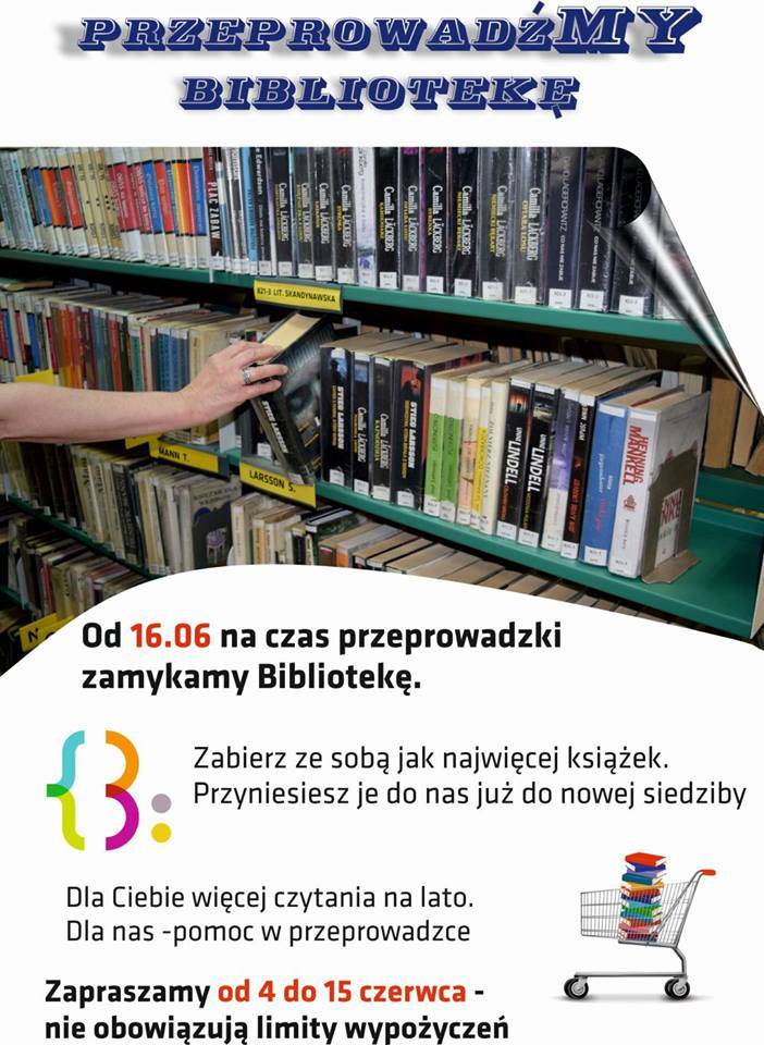 Inauguracja Wielkiej Przeprowadzki Miejskiej Biblioteki - zaproszenie