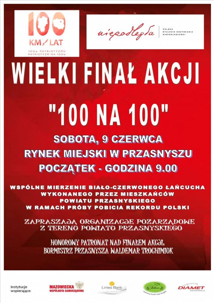 Wielki finał akcji „100 na 100” - zaproszenie
