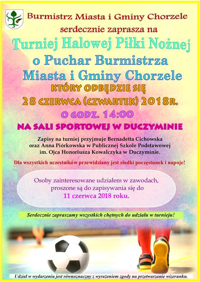 Turniej Halowej Piłki Nożnej o Puchar Burmistrza Chorzel - zaproszenie