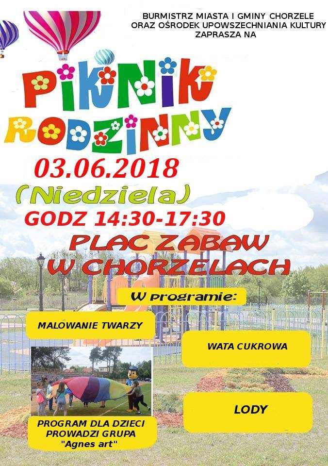 Piknik Rodzinny w Chorzelach - zaproszenie