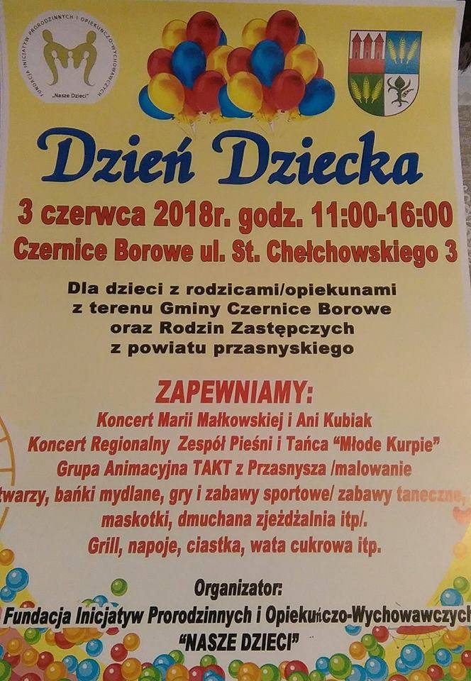 Dzień Dziecka w Czernicach Borowych - zaproszenie