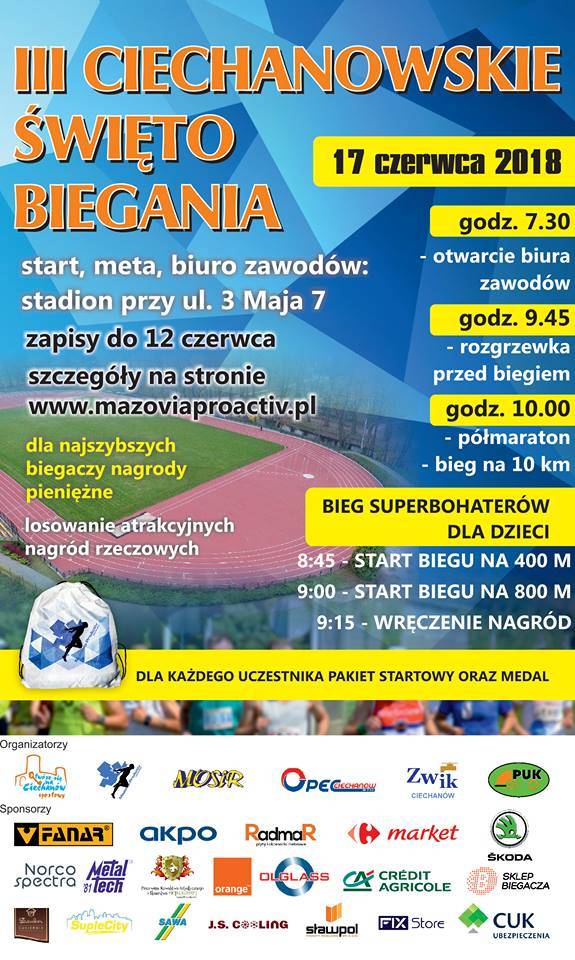 III Ciechanowskie Święto Biegania - zaproszenie
