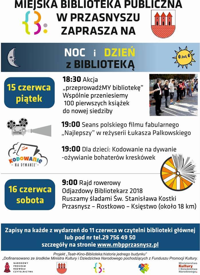 Noc i Dzień z Biblioteką - zaproszenie