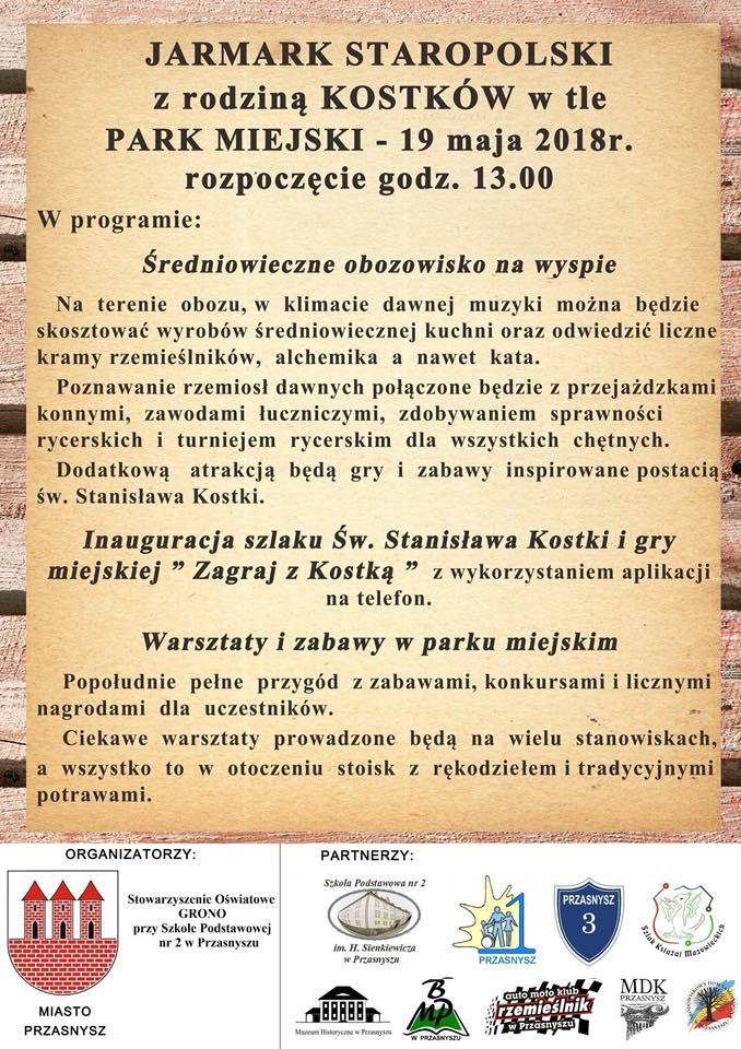 Jarmark Staropolski z rodziną Kostków w tle - zaproszenie