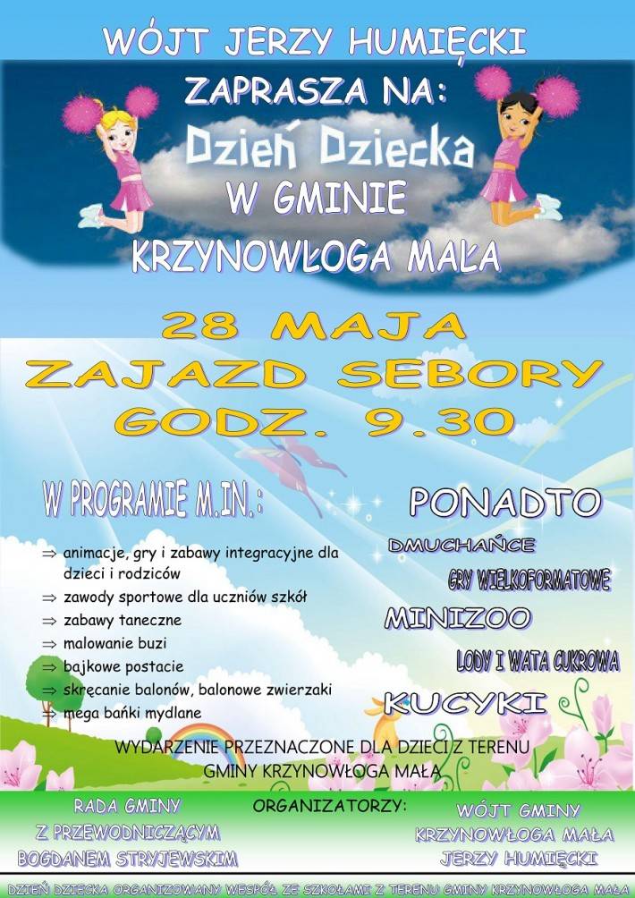 Dzień Dziecka w gminie Krzynowłoga Mała - zaproszenie