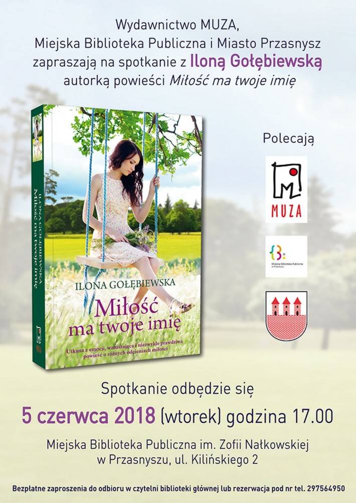 Spotkanie autorskie z Iloną Gołębiewską - zaproszenie