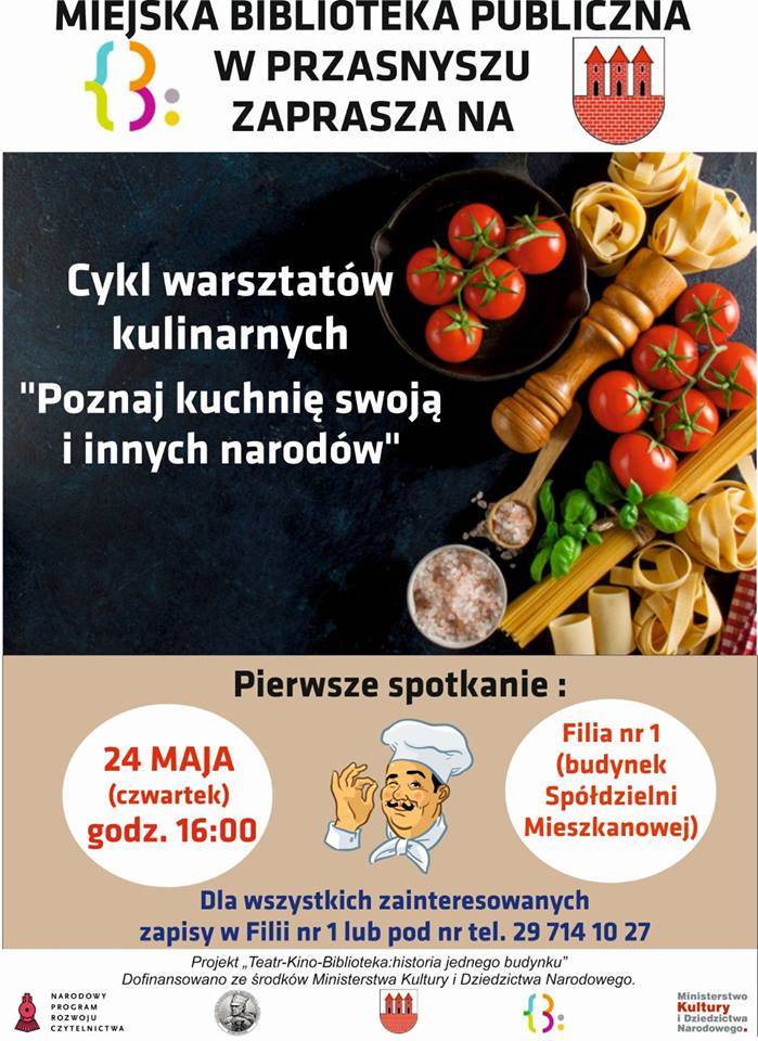 Cykl Warsztatów Kulinarnych w Miejskiej Bibliotece - zaproszenie