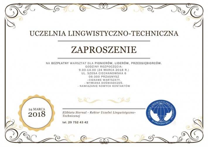 Zaproszenie na bezpłatne warsztaty dla Liderów