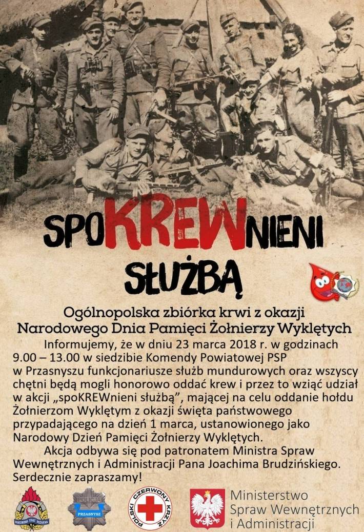 ZBIÓRKA KRWI POD HASŁEM „SPOKREWNIENI SŁUŻBĄ” - zaproszenie