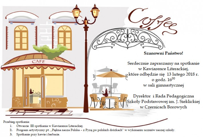 Spotkanie w Kawiarence Literackiej w Czernicach Borowych - zaproszenie