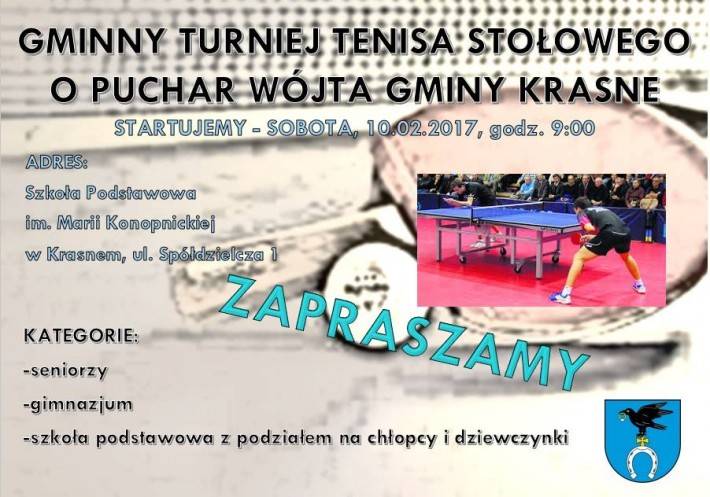 Turniej Tenisa Stołowego o puchar Wójta Gminy Krasne