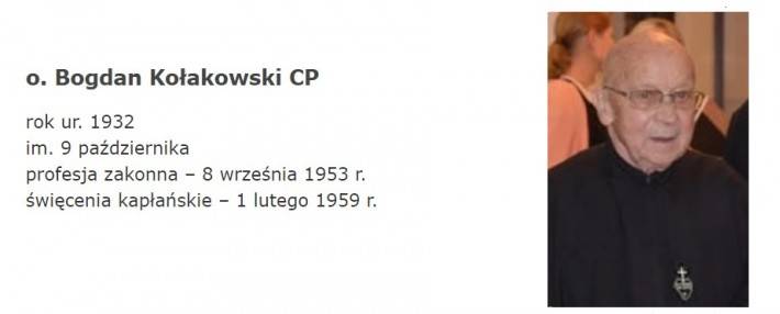 Zmarł ojciec Bogdan Kołakowski CP