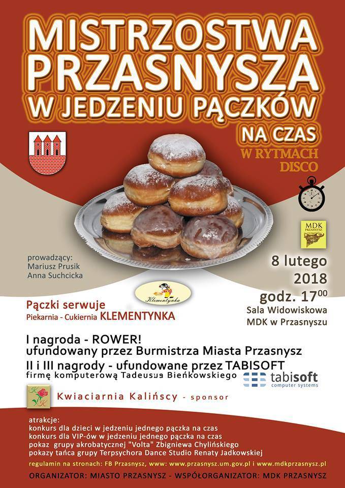 Mistrzostwa Przasnysza w Jedzenia Pączków na Czas - zaproszenie