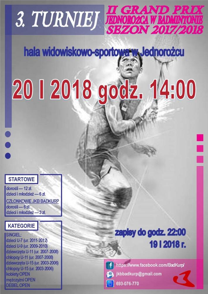 II Grand Prix Jednorożca w badmintonie - zaproszenie