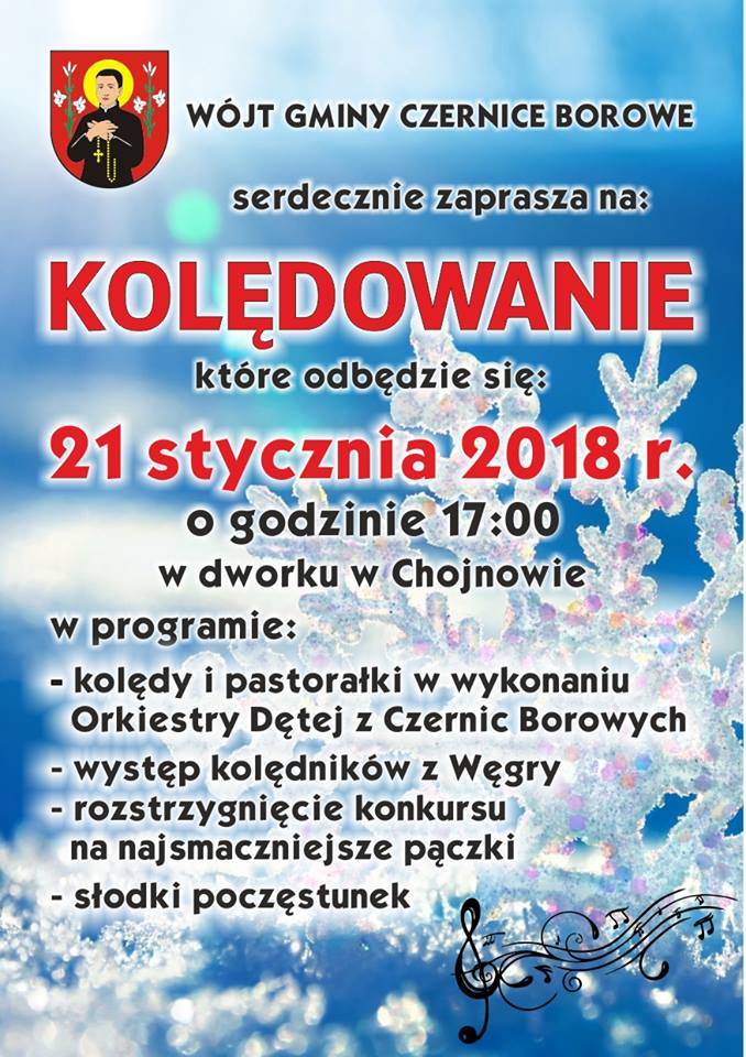 Kolędowanie w gminie Czernice Borowe - zaproszenie