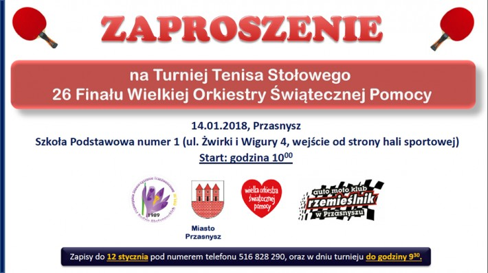 Turniej Tenisa Stołowego - zaproszenie