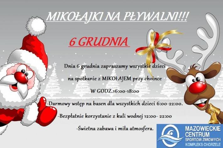 MIKOŁAJKI NA PŁYWALNI w Chorzelach - zaproszenie 