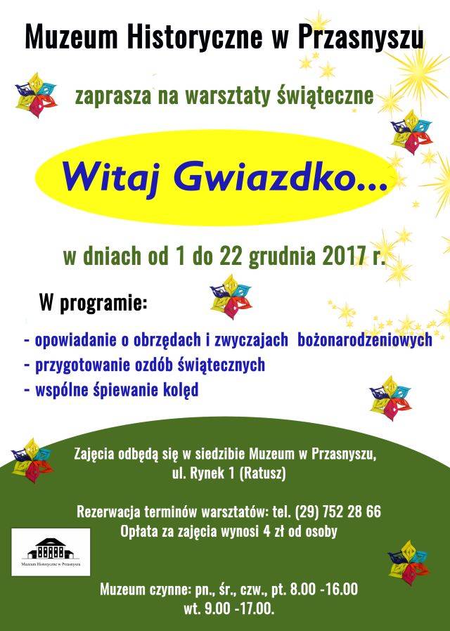 Warsztaty świąteczne w muzeum - zaproszenie
